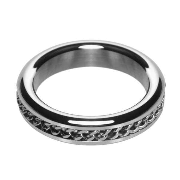 Metal Cock Ring with Chain Inlay- 1.75 In