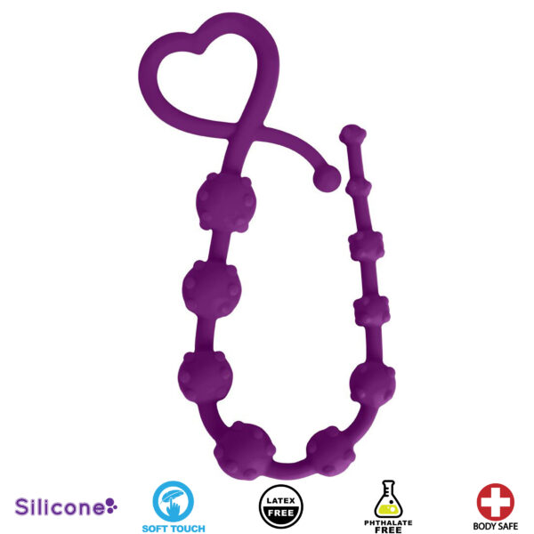 Hearts n Studs Silicone Anal Beads - Purple