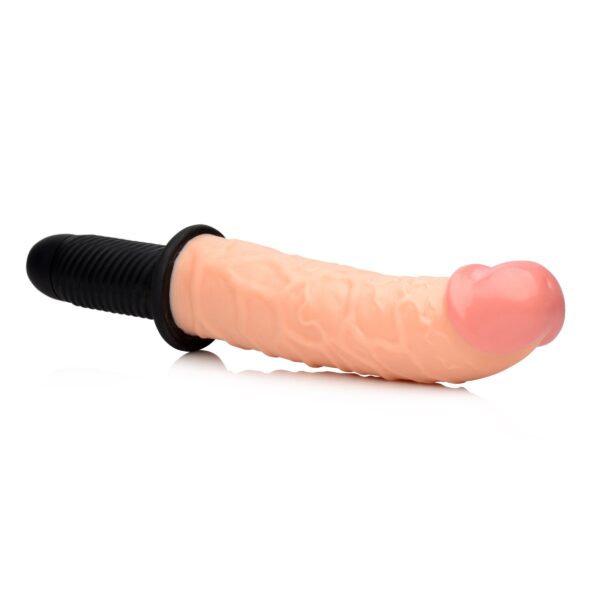 The Curved Dicktator 13 Mode Vibrating Giant Dildo Thruster - Flesh